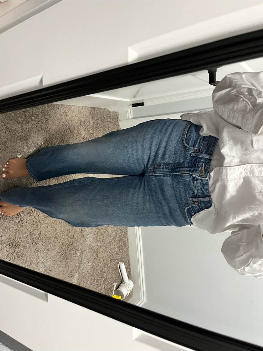 High rise Straight Leg Jeans - Blue - Picture 7 of 8